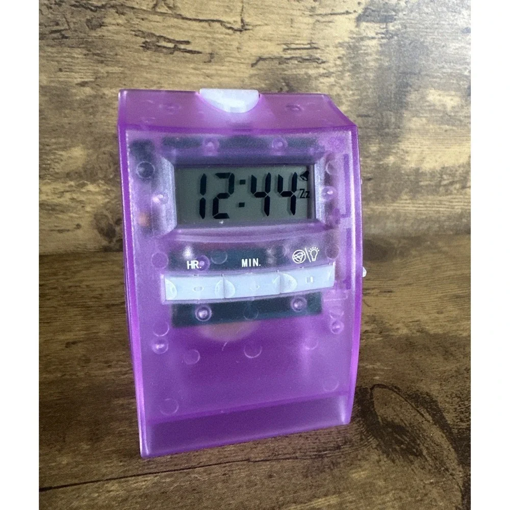 Vintage Purple See Through Pharmaceutical Desk Clock Tested And Working Clean